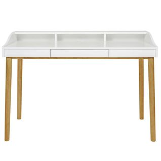 Bureau Design 3 Tiroirs "lindenhof" 120cm Blanc et Chêne
