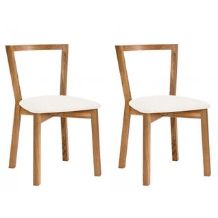 Lot De 2 Chaises Design "cee" 75cm Chêne et Blanc
