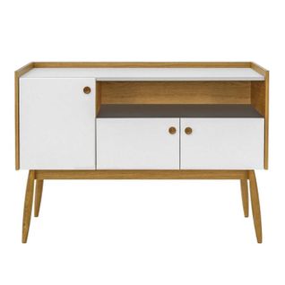 Buffet 3 Portes et 1 Niche "farsta" 115cm Chêne et Blanc