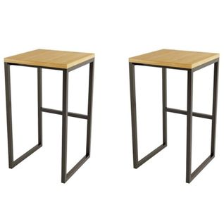 Lot De 2 Tabourets Design "frame" 65cm Chêne et Noir