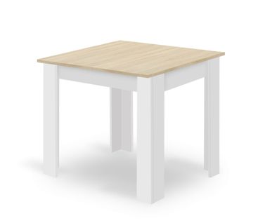 Table De Salle à Manger Carrée Np, Plateau En Chêne Sonoma Et Pieds Blancs