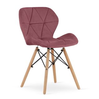 Fauteuil Wako En Velours Rose Foncé Avec Pieds En Hêtre X1