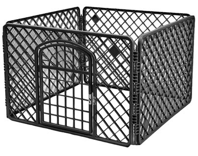 Parc Pour Chien 90 X 90 X 60 Cm, Noir, Pliable, En Plastique Résistant