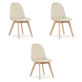 Chaise Nuuc En Velours Beige, Design Ergonomique X3