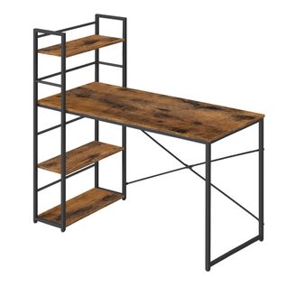 Bureau D'ordinateur Max 4.0, Pieds Noirs Rustiques Avec Étagères