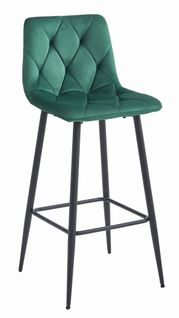 Tabouret Koda En Velours Vert Foncé, Pieds Noirs