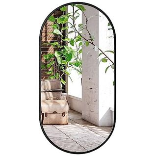 Miroir Ovale 80 X 40 Cm, Cadre Noir, Style Loft