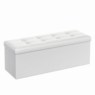 Pouf De Rangement En Mdf Blanc Avec Siège De Rangement