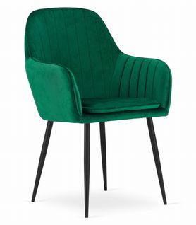 Fauteuil Lugo - Velours Vert Et Pieds Noirs