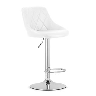 Tabouret Pivotant Daka - Revêtement En Simili Blanc/pied Chromé