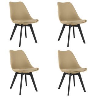 Chaise Rixk - Beige Foncé Avec Pieds Noirs X 4