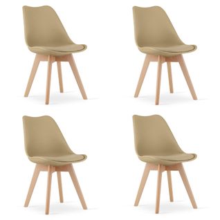 Chaise Rixk - Design Moderne Beige Foncé Pour Salon X 4