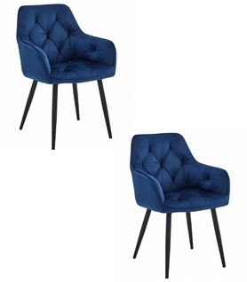 Fauteuil Lukk - Velours Bleu Marine Pour Salon, Cuisine, Salle à Manger X 2
