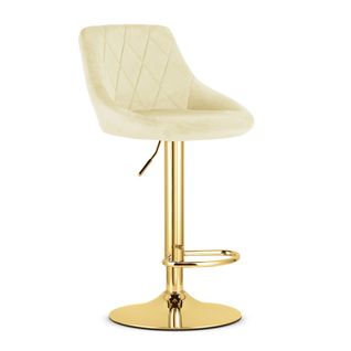 Tabouret Pivotant Daka - Velours Beige Avec Piètement Doré