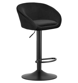 Tabouret East - Velours Noir / Base Noire Pour Salon, Cuisine, Salle à Manger