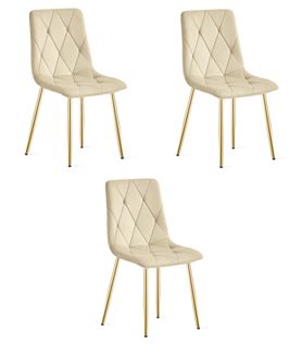 Fauteuil Tyra - Élégant Velours Beige Clair Pour Salon X 3