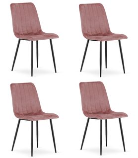 Fauteuil Jewa En Velours Rose - Élégant Pour Le Salon X 4