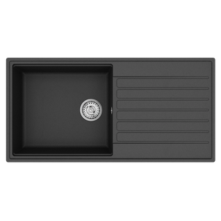Evier Granit Noir Helika Kopa 1 Grand Bac 1 Égouttoir