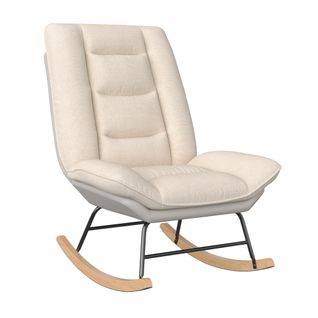 Fauteuil à Bascule Ergonomique Avec Coussins Beiges Et Structure Grise - Design Moderne, Lin