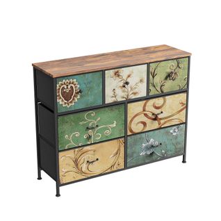 Commode Vintage, Structure En Métal, Plateau En Mdf - 100 X 78 X 30 Cm - Avec 7 Tiroirs