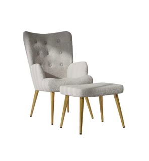 Fauteuil Avec Tabouret, Fauteuil Confortable Avec Accoudoirs Rembourrés Et Pieds En Métal,gris Foncé