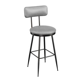 Lot De 4 Tabourets De Bar Avec Dossier Et Assise Rembourrée, En Cuir Pu, Hauteur 65 Cm, Gris