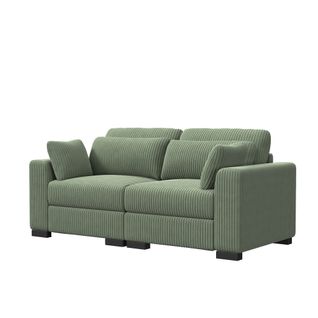 Canapé Deux Places Rembourré Avec Coussins Et Dossier Amovibles, Vert