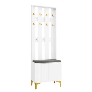 Vestiaire Avec Banc à Chaussures Et Coussin, Blanc