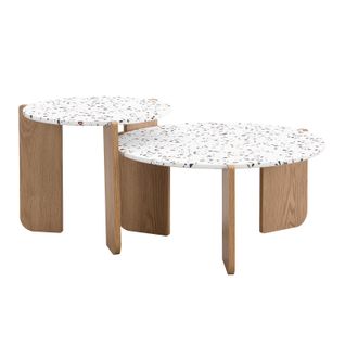 Table Basse Empilable Moderne, Ensemble De 2 Tables Basses, Blanc