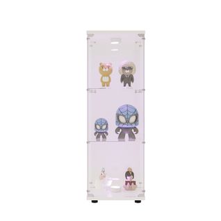 Vitrine LED En Verre, 3 Niveaux, Avec Porte, Serrure Et Éclairage, Affichage Transparent, Blanc