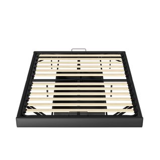 Lit Adulte 160x200 Cm, Design Flottant, Sans Tête De Lit, Avec Éclairage LED, Noir