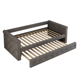 Lit Gigogne Rembourré 90x200cm, Gris