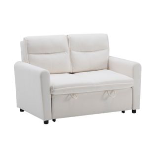 Canapé Convertible - 2 Places Dossier Réglable - Blanc