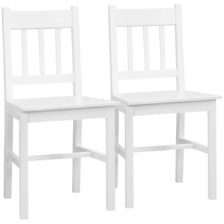 Lot De 2 Chaises De Salle à Manger En Bois Massif - 41x46.5x85.5 Cm - Blanc Classique