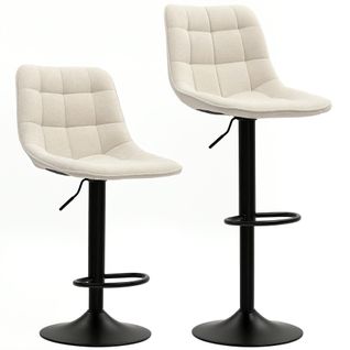 Tabourets De Bar Design Moderne - Chenille Béige, Réglables - Confort Personnalisé
