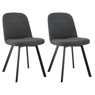 Lot De 2 Chaises - Housse Teddy Douce, Pieds Métal - Confort Optimal