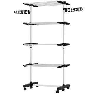 Séchoir 5 Étages Haut De Gamme - Pliable One-click, 142x55x172 Cm - Noir/argent