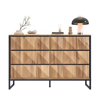 Buffet Moderne Noir Et Bois - Pieds Métal, Portes Surélevées - Design Contemporain