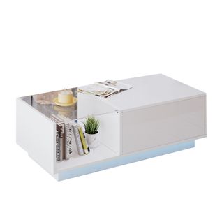 Table Basse LED Réglable En Hauteur - Rangement Secret - 100x50x33 Cm