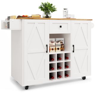 Buffet De Cuisine Multifonction En Bois - Table à Manger, Snack Et Rangement Extensible