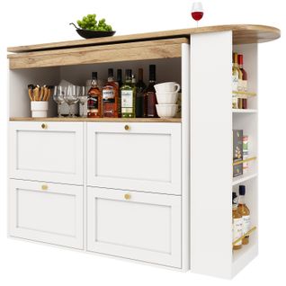 Buffet Tournante Blanche Multifonction - 4 Tiroirs, Étagères - Usage Bureau/salon/salle à Manger