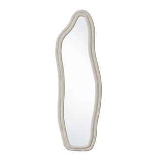 Miroir Pleine Longueur 140x45 Cm, Cadre En Velours, Peut Être Accroché Ou Posé à La Verticale, Blanc