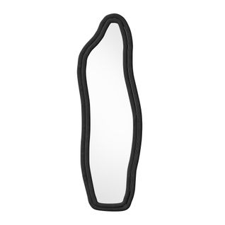 Miroir Pleine Longueur 140x45 Cm, Cadre En Velours, Peut Être Accroché Ou Posé à La Verticale,noir