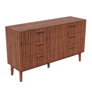 Commode En Rotin à Six Tiroirs, Idéale Pour Les Chambres Et Les Salons, 100x34x73 Cm, Marron
