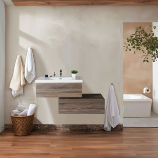 Meuble Avec Vasque 90 Cm Chêne Californien Gris Aquasun