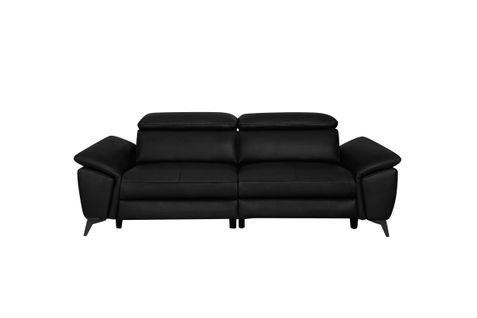 Canapé 3 places relax électrique NEWPORT II cuir et croûte de cuir noir