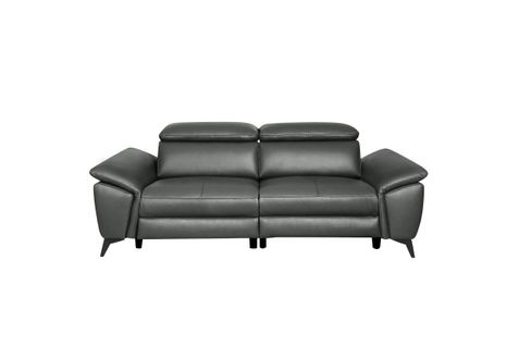 Canapé 2 places relax foncé électrique NEWPORT II cuir et croûte de cuir gris