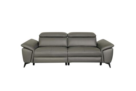 Canapé 2 places relax NEWPORT II cuir et croûte de cuir taupe