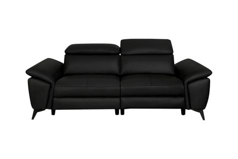 Canapé 2 places relax mat électrique NEWPORT II cuir et croûte de cuir noir