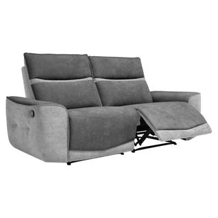 Canapé 3 places 2 relax manuel TUCSON tissu gris foncé, gris clair
